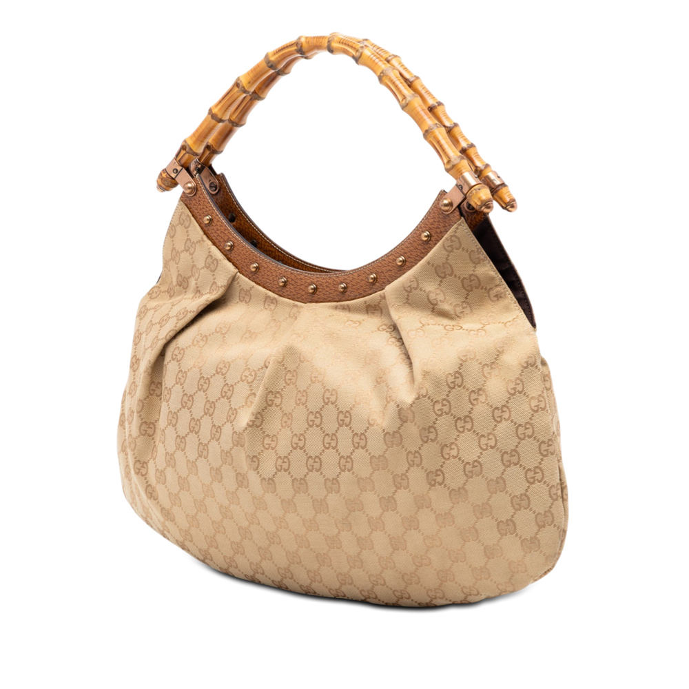 Pre-Loved Gucci GG Canvas Bamboo Studded Hobo - Picture 2 of 7
